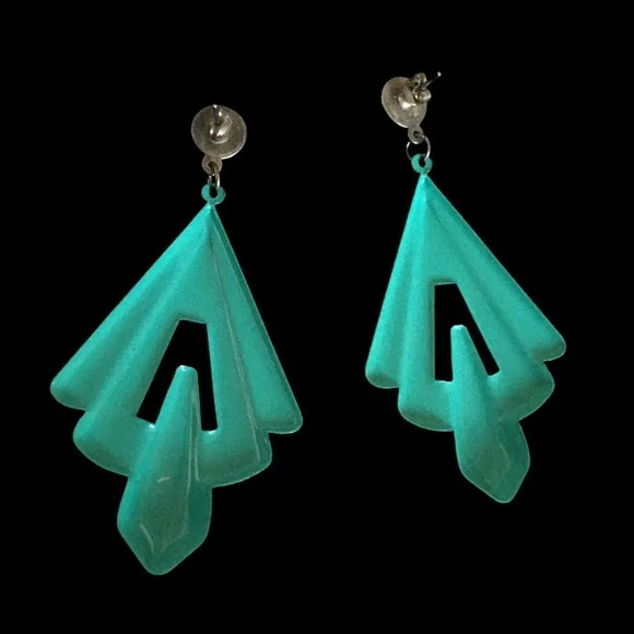 Vintage Tree Shaped Christmas Holiday Dangle Stud Back Earrings - Picture 6 of 8